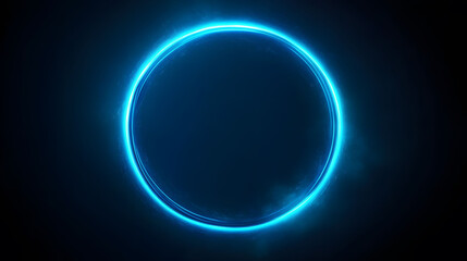 Poster - Vibrant blue neon circle with dynamic flashes, a striking visual centerpiece, modern aesthetic, captivating energy and depth