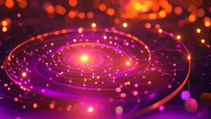 Poster - An abstract Video featuring a spiral design situated at the center of a circular shape, Quantum computing concept represented by glowing qubits