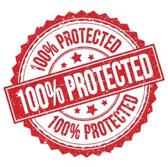 Wall Mural - 100% PROTECTED text on red round stamp sign