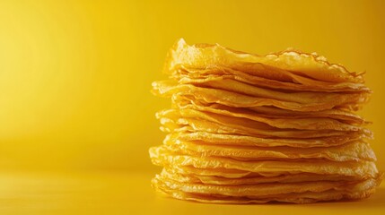 Poster - A stack of golden crepes rests invitingly, perfect for filling or serving as a delightful breakfast treat. Generative AI