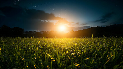 Poster - sunset in the field