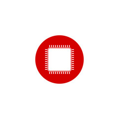 Poster - Processor chip, computer microchip icon isolated on transparent background