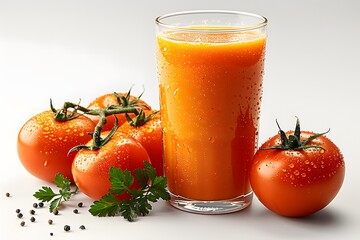 Fresh Tomato Juice with Ripe Tomatoes and Herbs for Healthy Lifestyle Design