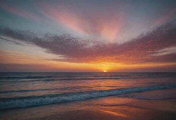 Wall Mural - a breathtaking sunset paints the sky with vibrant colors over a calm ocean.