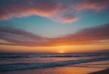 Wall Mural - a breathtaking sunset paints the sky with vibrant colors over a calm ocean.