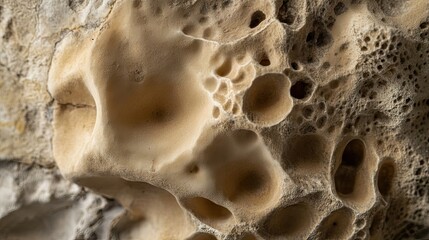 Poster - Close-up of a Porous Rock Surface with Deep Cavities