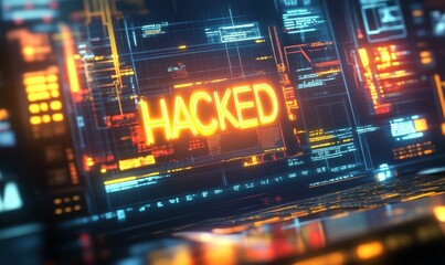 A laptop screen displaying the word 
