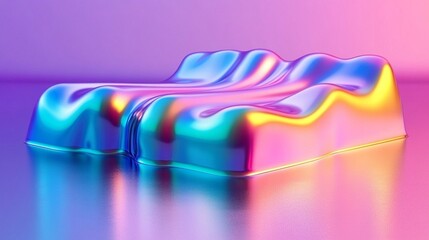 Abstract Iridescent Neon Sculpture with Reflecting Glow