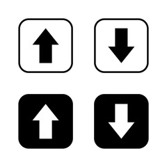 Up and down arrow icon on black square. Upward and downward concept