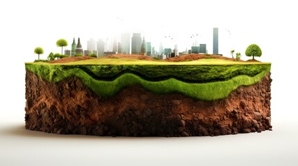 earth land soil layers 3d illustration round soil ground cross section float landscape fantasy float