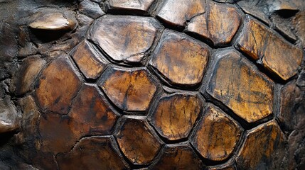 Poster - Close-up of a Tortoise Shell with Hexagonal Scales