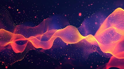 Poster - Industrial Abstract Illustration Of Digital Web Futuristic Network Background Modern Sci Fi Wave Cyber Space Graphic Visualization Of Sound Signal Wavy High Tech Texture Banner