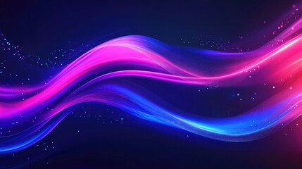 Poster - Neon High Speed Discrete 3D Data Fiber Modem Digital Technology Speed Data Background Neon Light Motion Blur Fiber Optic Waves Background Extended Banner Size