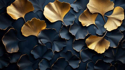 Sticker - Golden Leaves on Dark Background