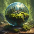 © BetiBup33 - Earth globe with moss growing over.