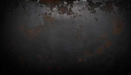 Leinwandbilder - Black grunge metal empty background, old black steel texture with scratches cracks and rust. Construction concept
