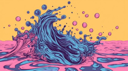 Poster - Blue Toned Water Splash