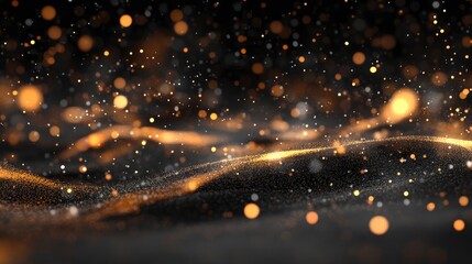 Poster - Flying dust particles on a black background in 3D cartoon rendering