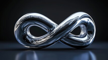 Poster - Isolated metallic tangled line shape Futuristic design element featuring a bent chrome pipe and twisted tube in 3D rendering