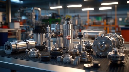 Poster - Industrial Machinery Components on Workshop Table
