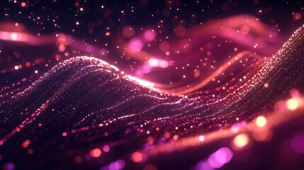 Poster - Futuristic particle line backdrop digital wave technology concept background