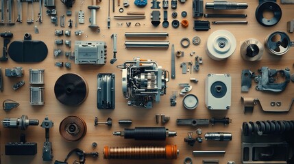Poster - Various Industrial Mechanical Parts on Display