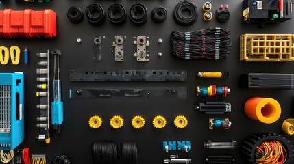 Poster - Colorful Collection of Mechanical Components and Tools