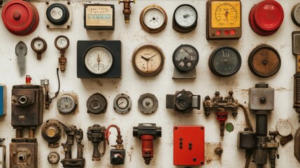Poster - Antique Gauge and Instrument Wall Display