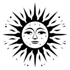 Canvas Print - PNG Sun logo creativity monochrome.