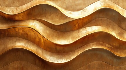 Wall Mural - Golden Waves Abstract Background