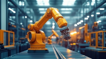 Aufkleber - Industrial Robotic Arm Working on Production Line
