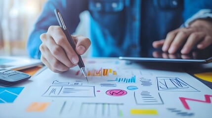 Poster - Businessman Drawing Website Design on Paper