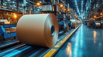 Poster - large cardboard rolls on paper production line