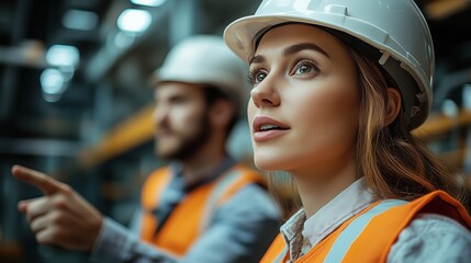 Female and Male Engineers in Industrial Factory Setting