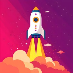 Poster - Rocket Launch Illustration  Space  Colorful  Startup  Technology  Innovation