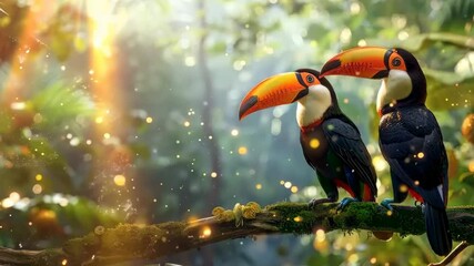 Colorful toucans in vibrant Amazon jungle, Video