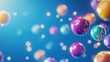 © Vlad - Lotto - Flying Bingo Balls on Blue Background. Lottery, Luck and Winning Concept