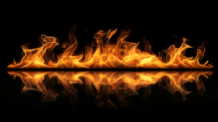 Fire, flames on a black background, burning hot, sparks flying, an orange-red glow, flames, sparks, sparkles