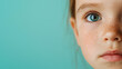 © well - Child portrait with freckles and blue background