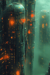 Poster - An abstract map of an unexplored place, with intricate details and vibrant colors, creating a futuristic design,