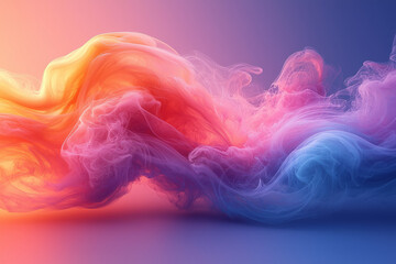 Poster - A stream of vibrant colored smoke swirling and flowing, creating a dynamic, fluid motion effect,