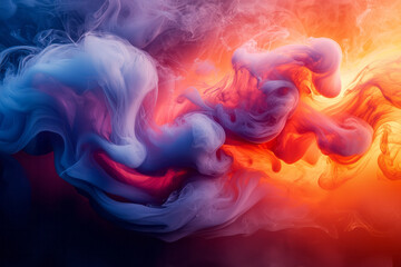 Poster - A stream of vibrant colored smoke swirling and flowing, creating a dynamic, fluid motion effect,