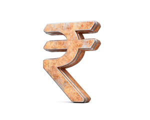 Indian Rupee Currency Symbol Made Of Old Rusty Iron Metal Texture 3d Illustration