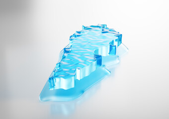 Water Ice Map Of Lebanon Global Warming Melting Glacier In Deep Ocean Blue Water 3d Illustration