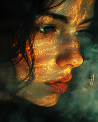 Poster - A soft, abstract portrait of nostalgia, with fading colors and blurred lines evoking deep emotional reflection,