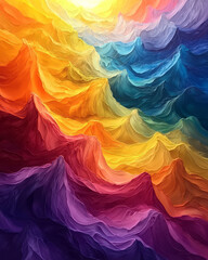 Wall Mural - A dynamic burst of color spectrums flowing in waves, creating a radiant display of light and energy,