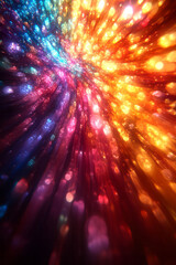 Poster - A vibrant burst of color spectrums in motion, scattering and twisting through space in abstract flow,
