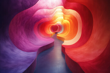 Poster - A vibrant labyrinth of flowing colors, representing the deep, complex nature of conscious thought,