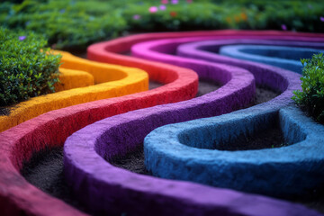Poster - A vibrant labyrinth of flowing colors, representing the deep, complex nature of conscious thought,