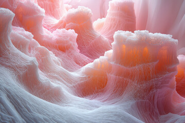 Fototapete - A composition of floating, weightless 3D shapes with soft textures and subtle line art, emphasizing serene color gradients and harmonious forms,